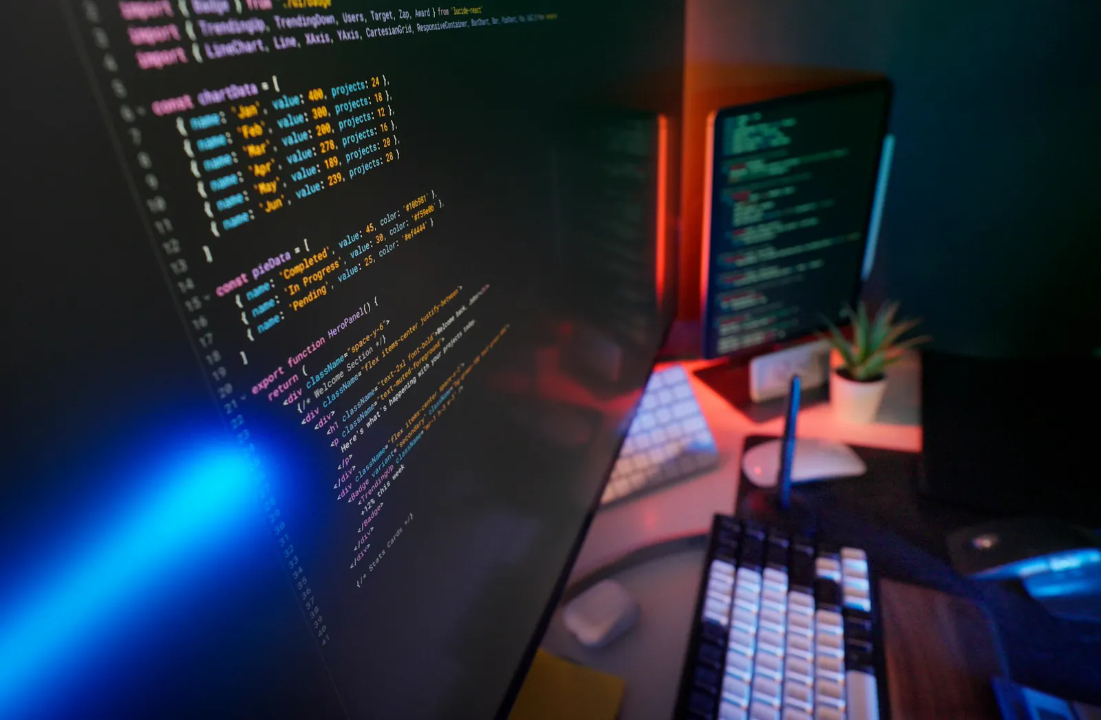Professioneller Arbeitsplatz für Webentwicklung
